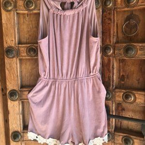 Altar'd State Swanky Suede Romper Pink/Purple, S